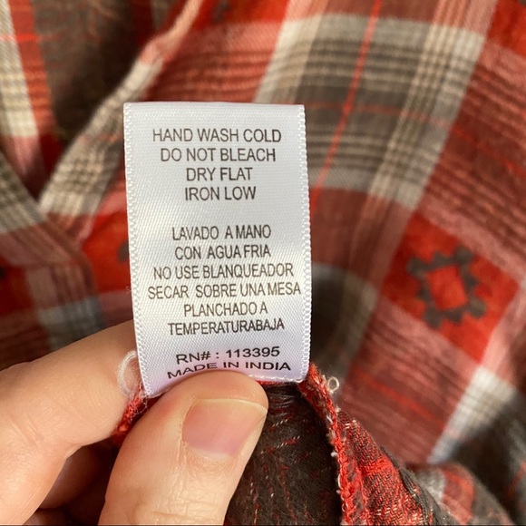 En Creme Boyfriend Orange & Gray Mix Plaid Tunic - Picture 8 of 9